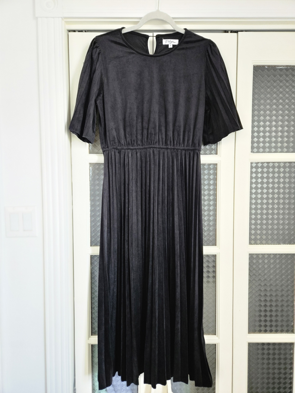 Black Pleated Midi Dress - Velvet